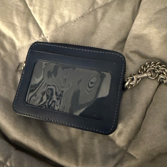 Coach Blue Denim Card Holder with Chain - Picture 2 of 3